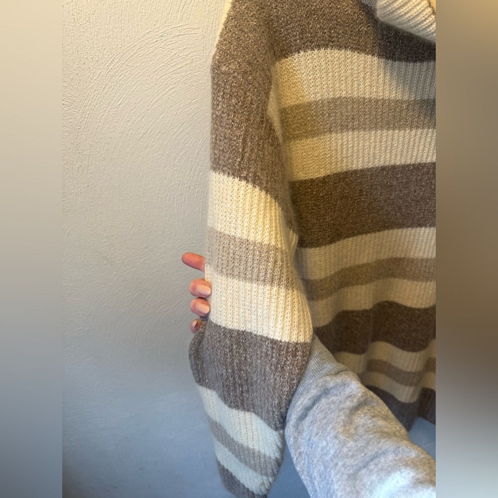 De Rotchild Vintage Angora Silk Blend Long Sweater/Sweater dress Cream Stripe M - Picture 6 of 8